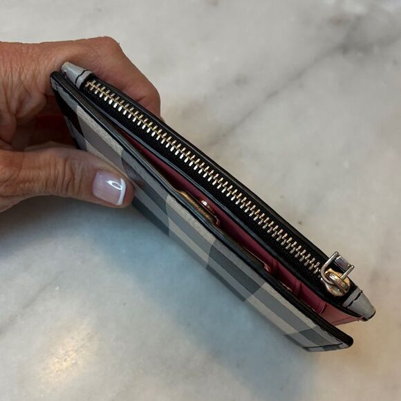 KATE SPADE Bradley Gingham Print Leather Bifold Wallet - Picture 9 of 16